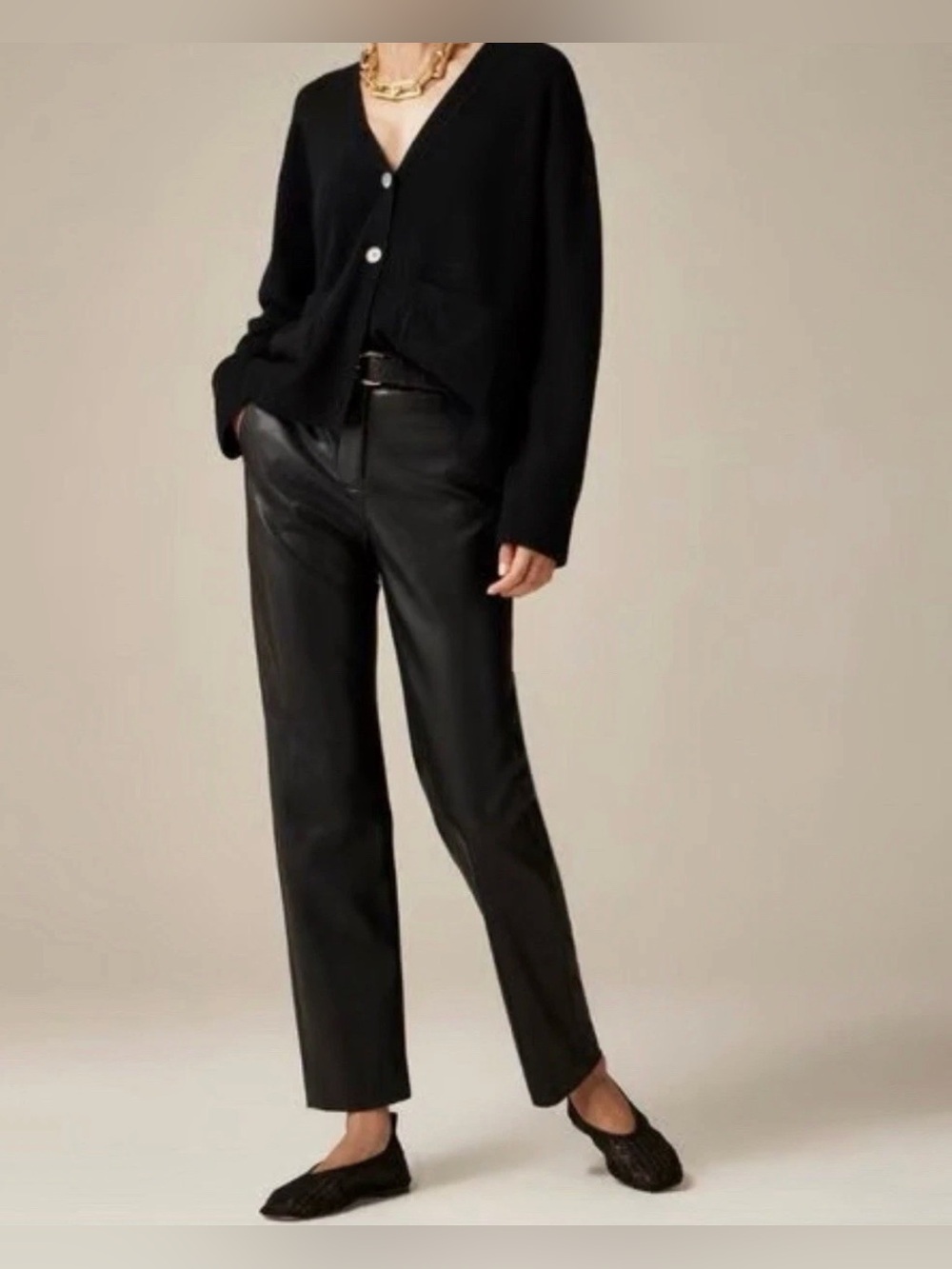 J. Crew Kate Faux Leather Straight Leg Black Pants Womens Size 8